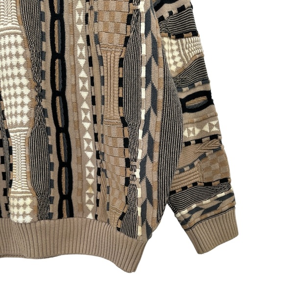 Vintage COOGI Style Tosani Gray Brown Oversized Textured Cotton Knit Sweater - Picture 2 of 6